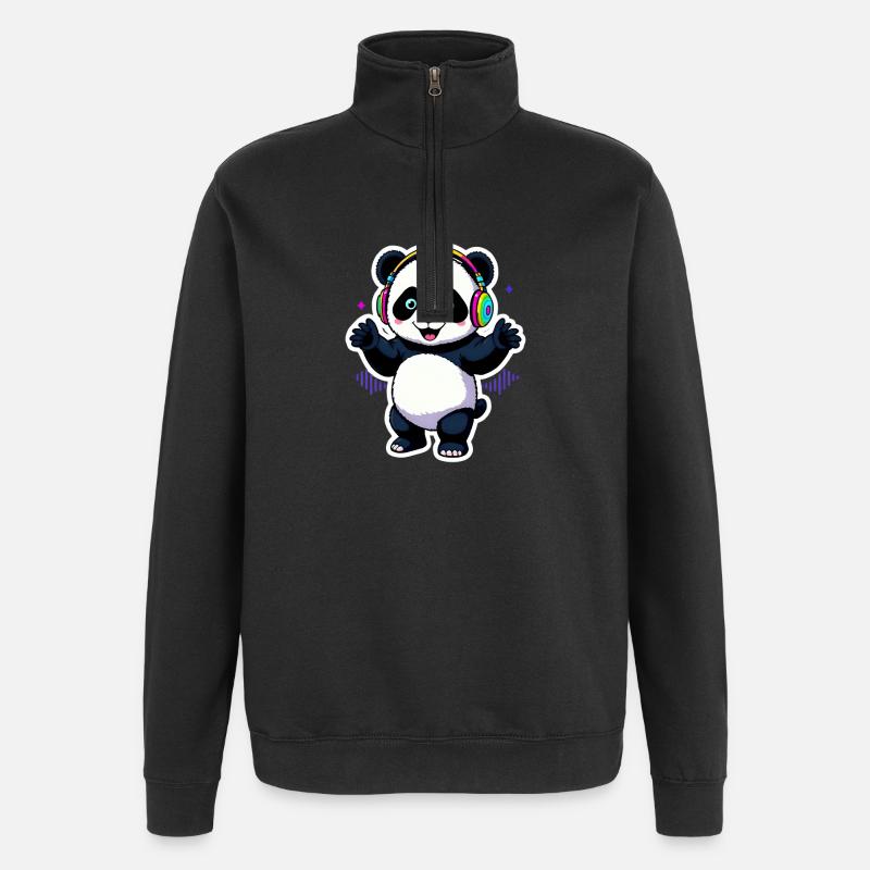 Party Panda with Beats - Quarter-Zip Sweatshirt - black