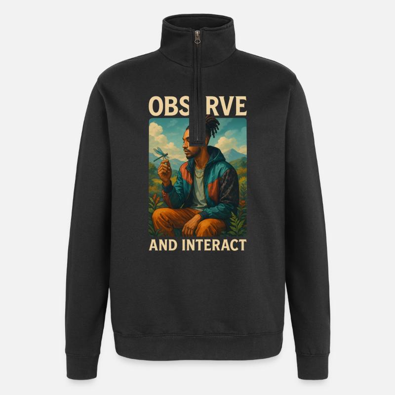 Observe & Interact - Quarter-Zip Sweatshirt - black