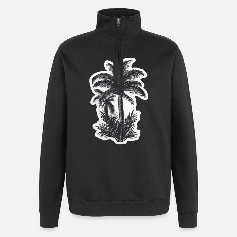 Palm tree - Quarter-Zip Sweatshirt - black
