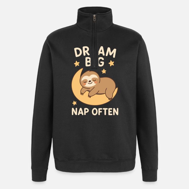 Faultier - Dream Big - Quarter-Zip-Sweatshirt - Schwarz