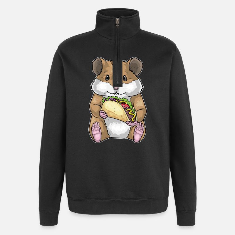Taco au hamster - Sweat à zip 1/4 - noir
