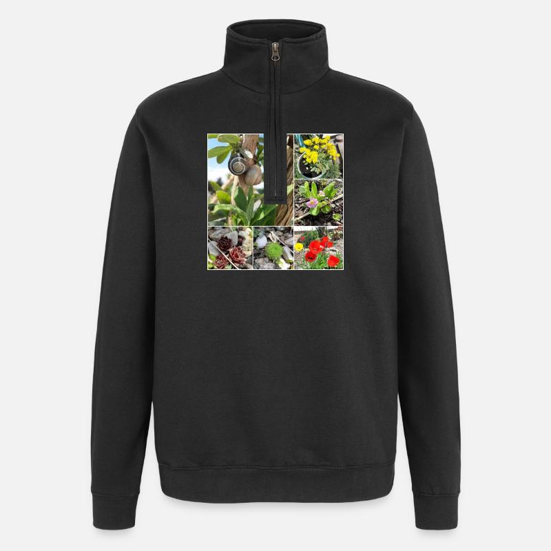 Various garden plants and snails - Quarter-Zip Sweatshirt - black