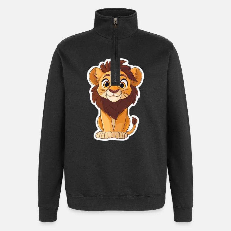 Löwe - Quarter-Zip-Sweatshirt - Schwarz