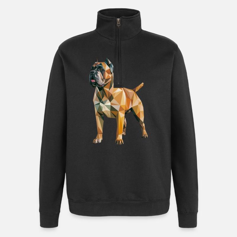 Mastiff - Cool Low Poly  Logo - Quarter-Zip Sweatshirt - black