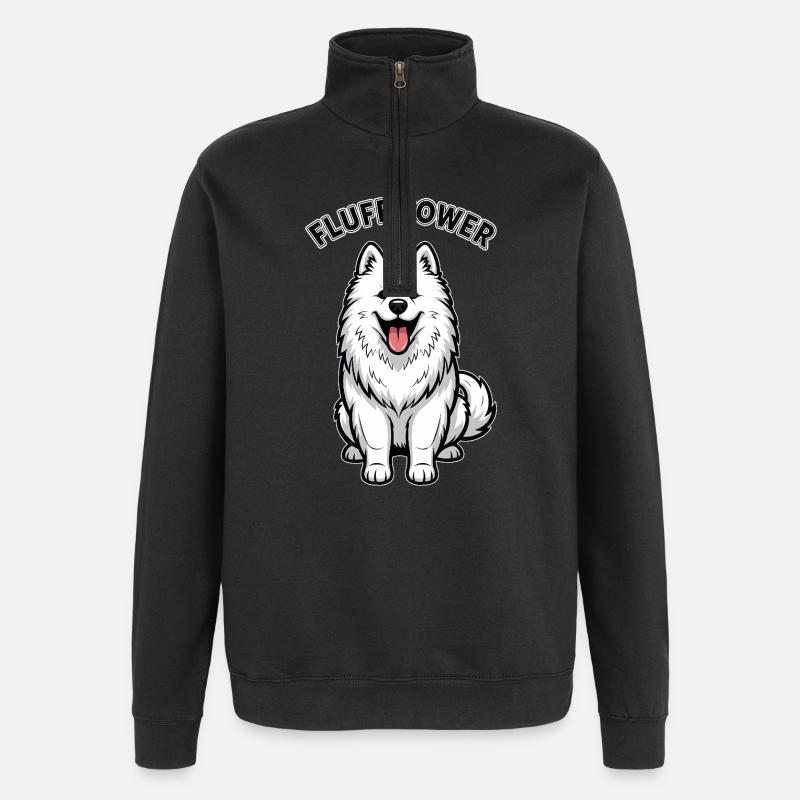 Samoyède Fluff Puissance Mignon Moelleux - Sweat à zip 1/4 - noir