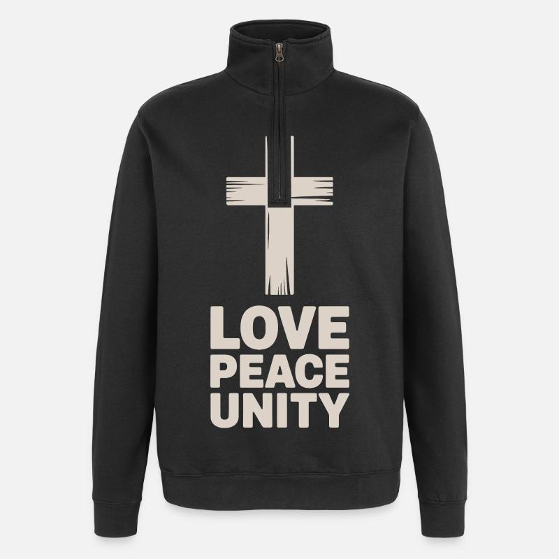 Amour Paix Unité Croix Chrétienne - Sweat à zip 1/4 - noir