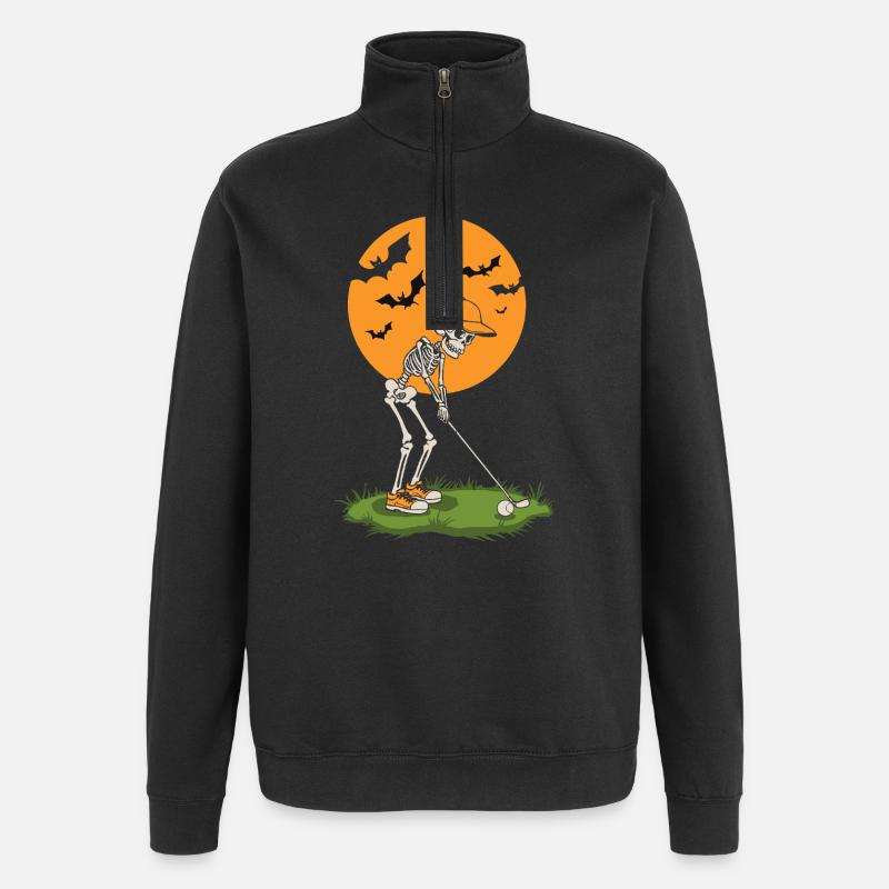 Moonlit Skeleton Golf - Quarter-Zip Sweatshirt - black