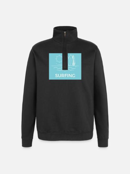 Surfing on the beach Sunny summer - Quarter-Zip Sweatshirt - black