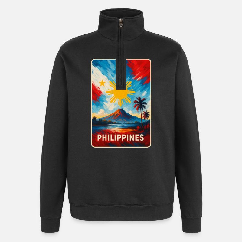 Philippines Flags Design - Quarter-Zip Sweatshirt - black