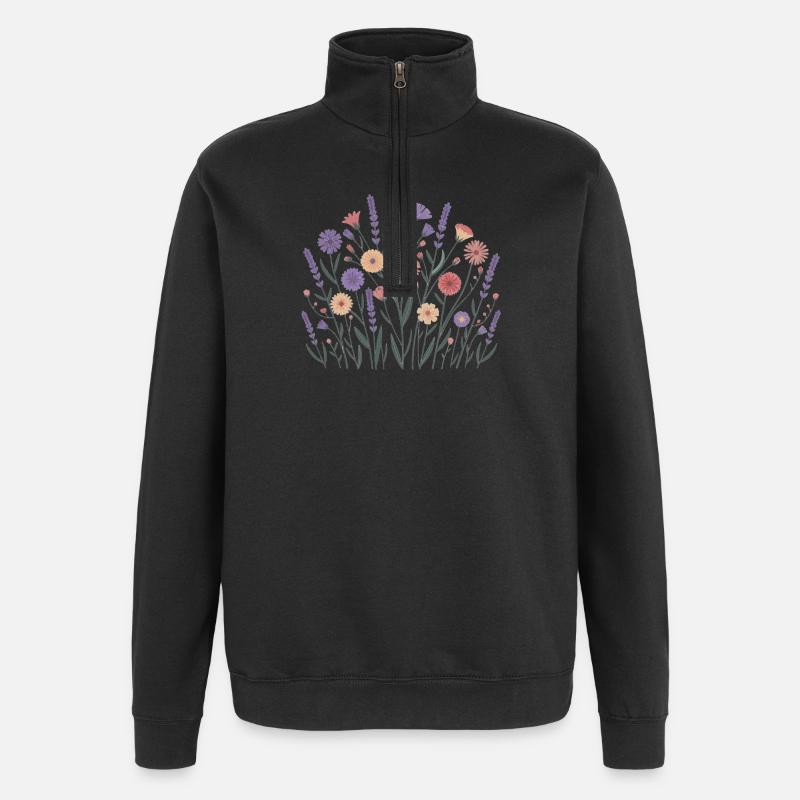Boho Wildflowers – Blooming Harmony - Quarter-Zip Sweatshirt - black