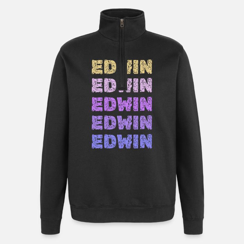 Edwin als Edwin - Quarter-Zip-Sweatshirt - Schwarz