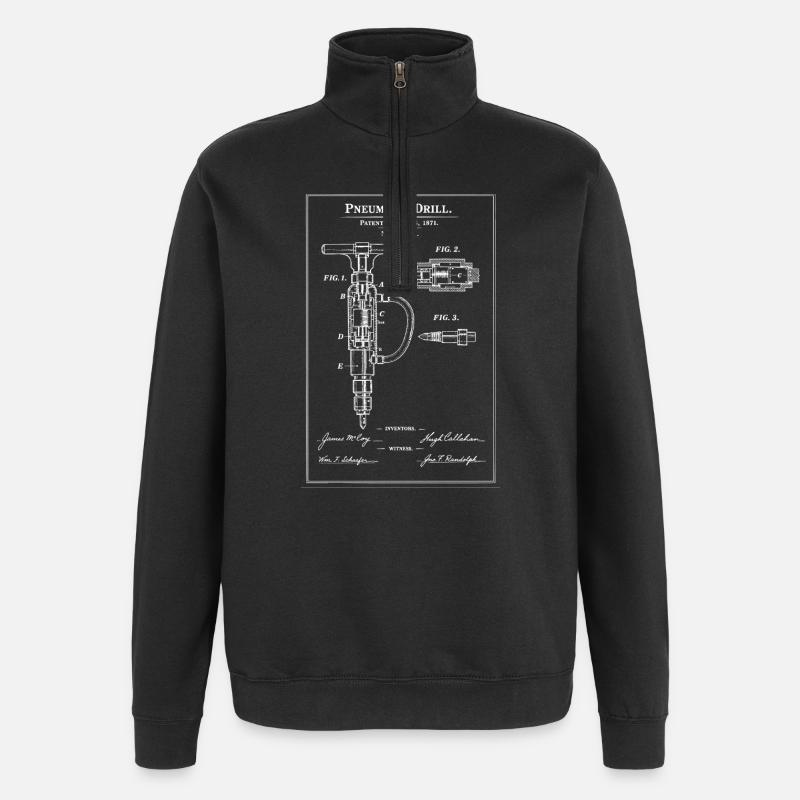 Brevet de plan de perceuse pneumatique - Sweat à zip 1/4 - noir