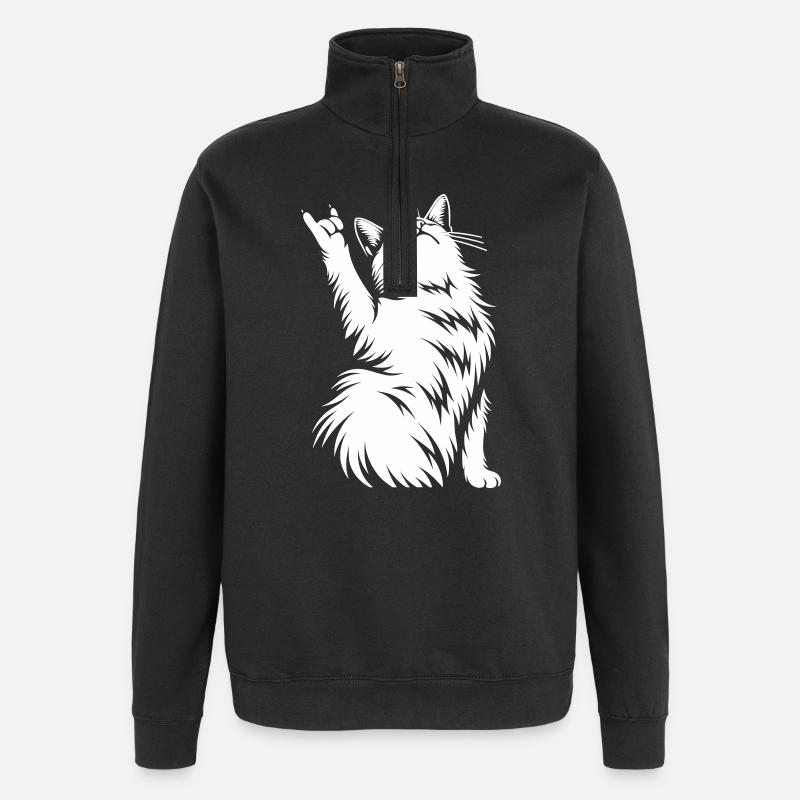 Rock Katze – Devil Horns Silhouette - Quarter-Zip-Sweatshirt - Schwarz