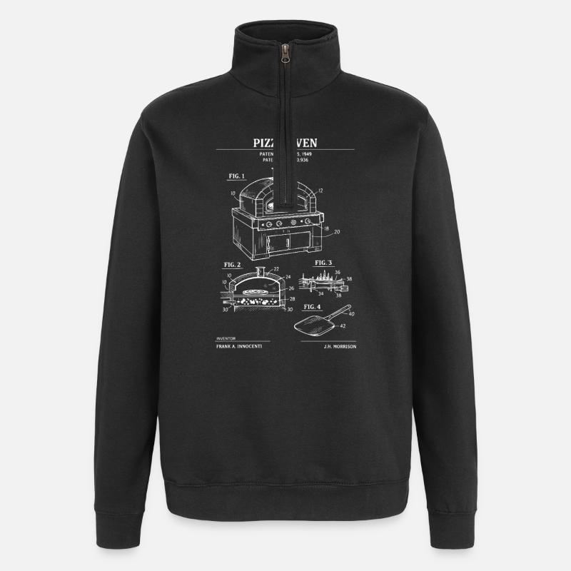 Pizza Oven Patent Blueprint - Quarter-Zip Sweatshirt - black