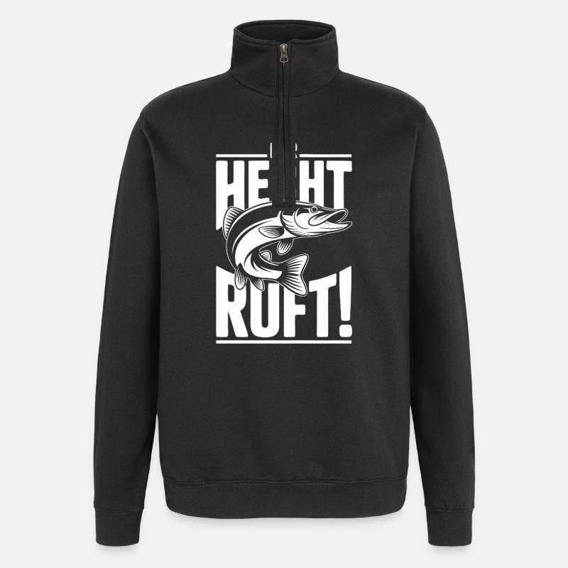 Der Hecht ruft! - Quarter-Zip-Sweatshirt - Schwarz