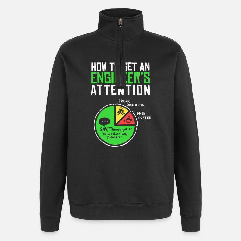 Ingénieur : Comment attirer leur attention - Sweat à zip 1/4 - noir