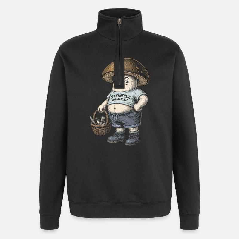 Steinpilze - Quarter-Zip-Sweatshirt - Schwarz