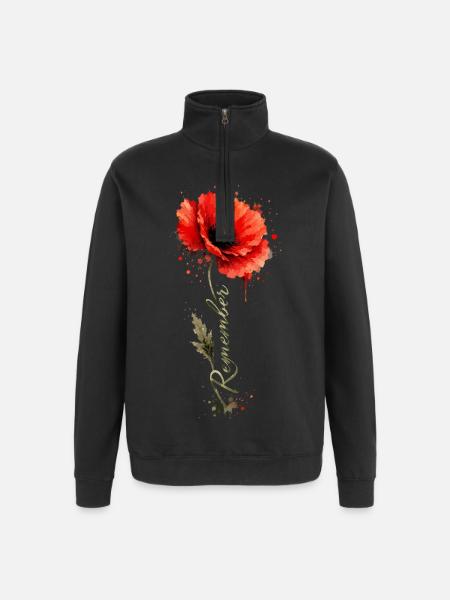 Poppy Remember | Remembrance Day Tribute - Quarter-Zip Sweatshirt - black