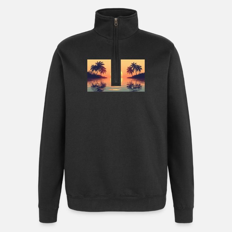 Sunset on tropical island - Quarter-Zip Sweatshirt - black