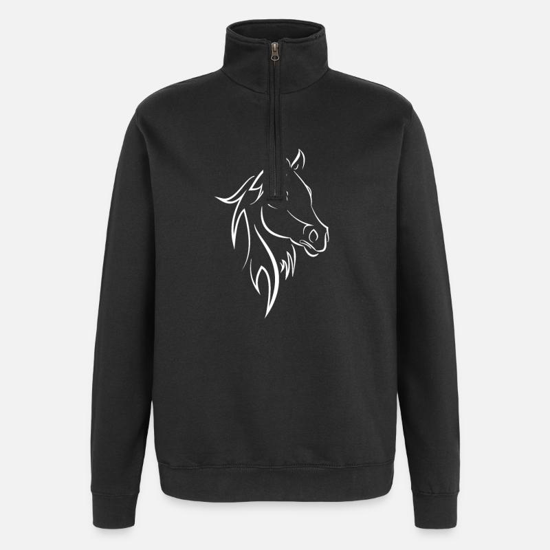 Pferd - Quarter-Zip-Sweatshirt - Schwarz