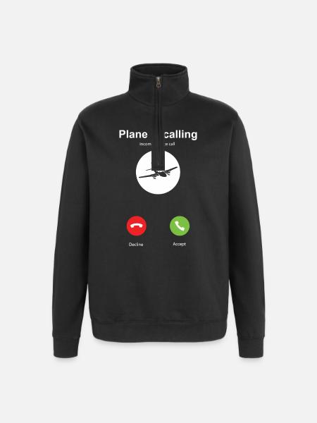 My plane is calling - Quarter-Zip Sweatshirt - black