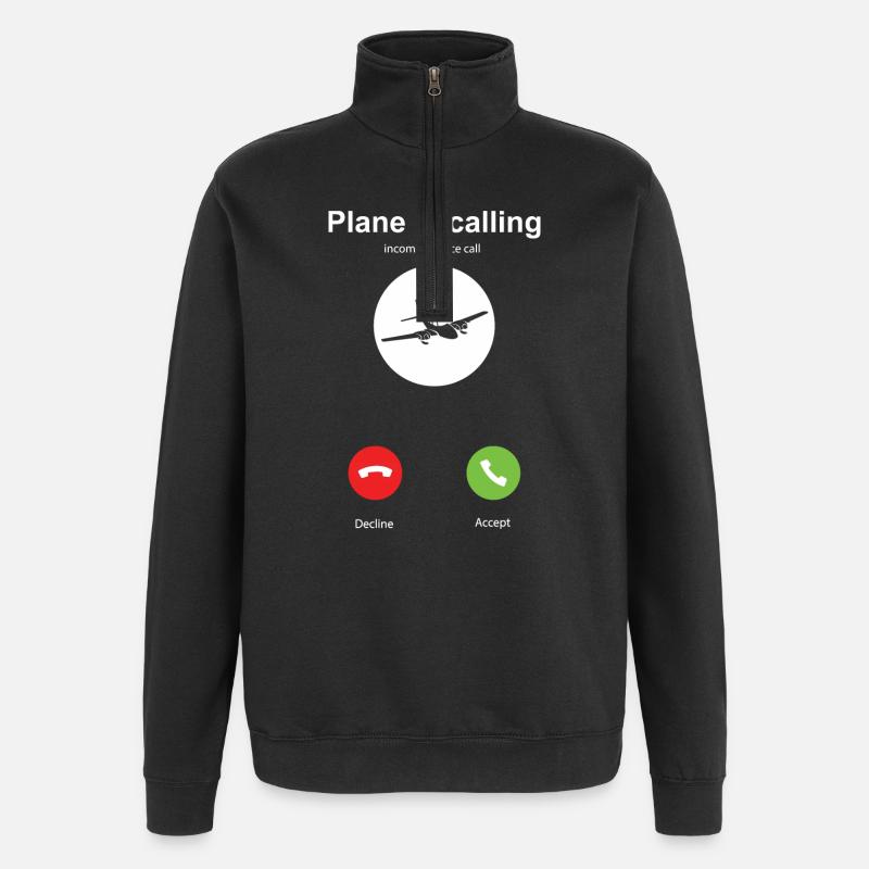 My plane is calling - Quarter-Zip Sweatshirt - black