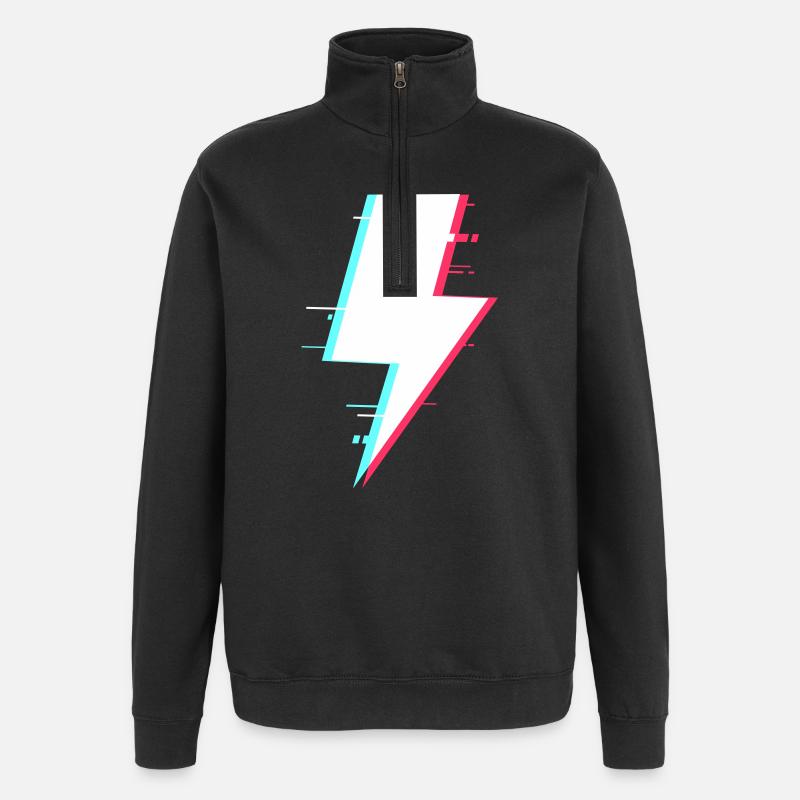 Lightning Style Rétro Éclairage numérique - Sweat à zip 1/4 - noir