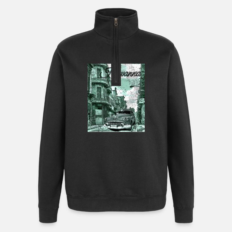 Havanna Cuba - Quarter-Zip-Sweatshirt - Schwarz