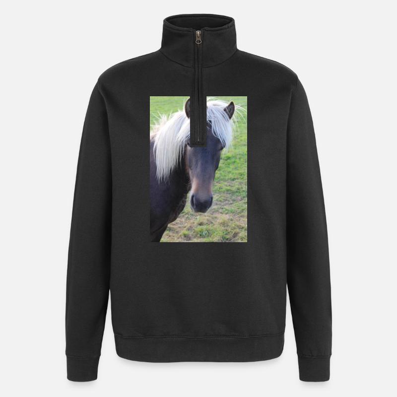 Affiche Cheval Cheval - Sweat à zip 1/4 - noir