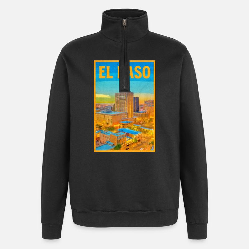 El Paso Skyline Retro - Quarter-Zip Sweatshirt - black