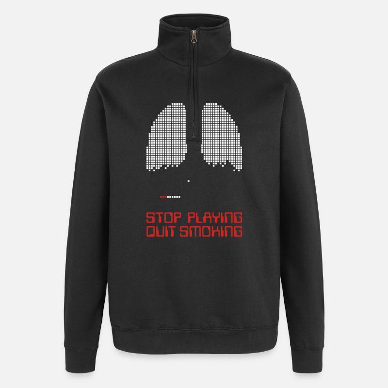 Arrêter de jouer - Sweat à zip 1/4 - noir