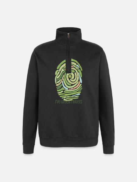 Garden fingerprint - Quarter-Zip Sweatshirt - black