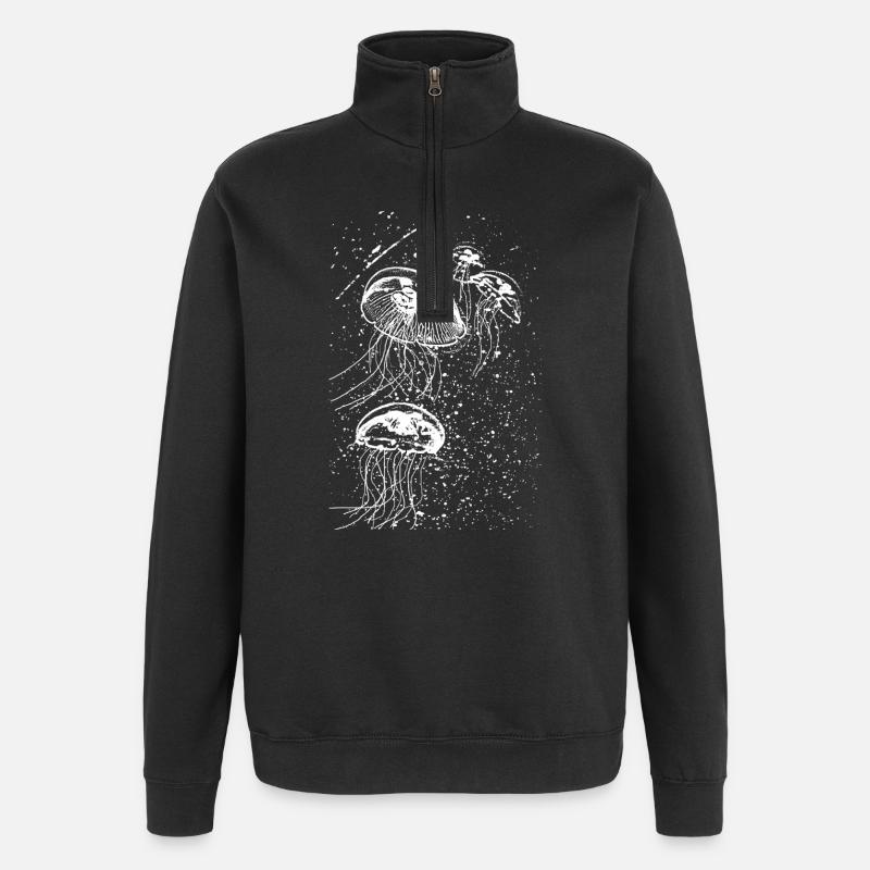 Méduses - Sweat à zip 1/4 - noir
