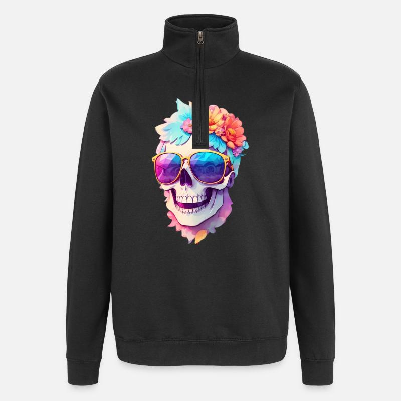 Skull - Quarter-Zip Sweatshirt - black