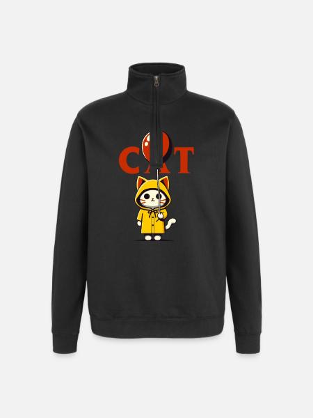 Red Balloon Kitten - Quarter-Zip Sweatshirt - black