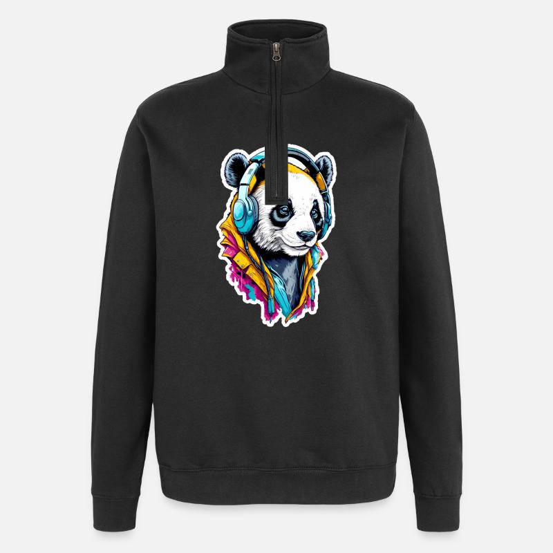 Panda - Quarter-Zip Sweatshirt - black