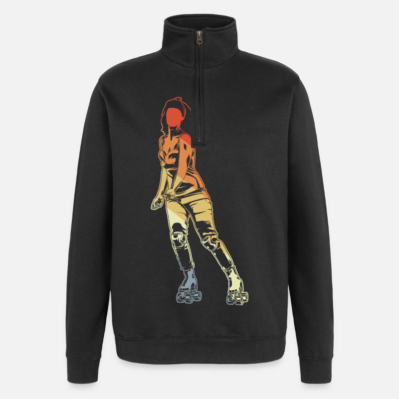 Rollschuhläuferin - Quarter-Zip-Sweatshirt - Schwarz