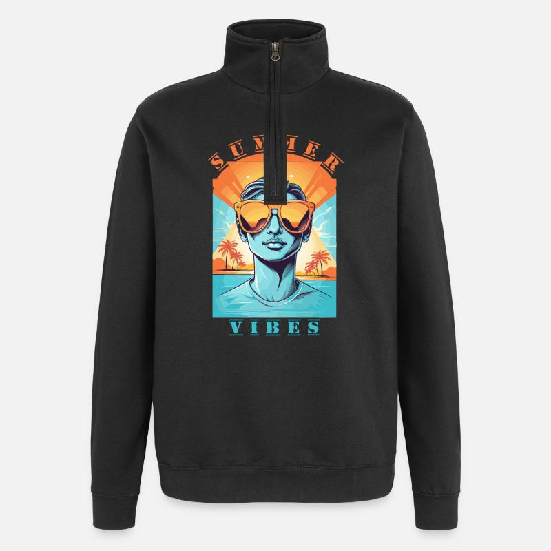 Hipsters cool - Sweat à zip 1/4 - noir