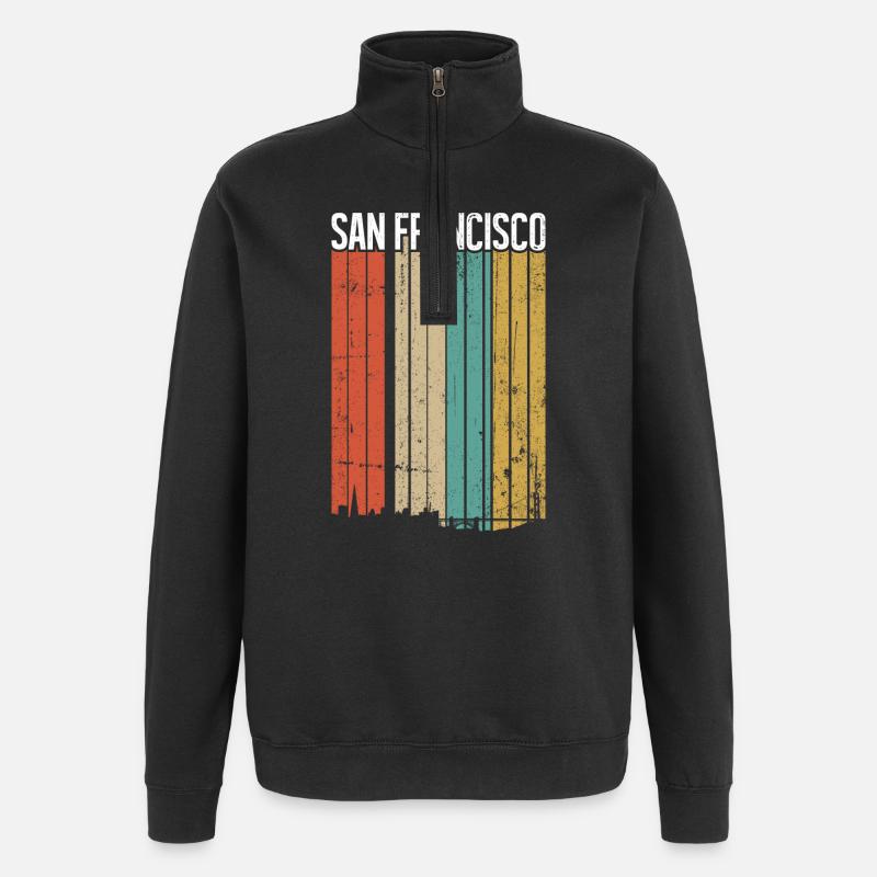 San Francisco Rainbow Skyline - Quarter-Zip Sweatshirt - black