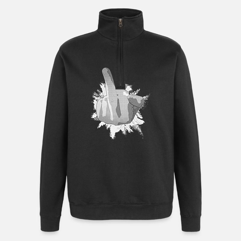 Freches Handzeichen Graffiti Druck - Quarter-Zip-Sweatshirt - Schwarz