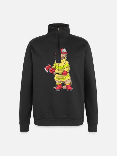 Otter Firefighter Axe Fire Brigade - Quarter-Zip Sweatshirt - black