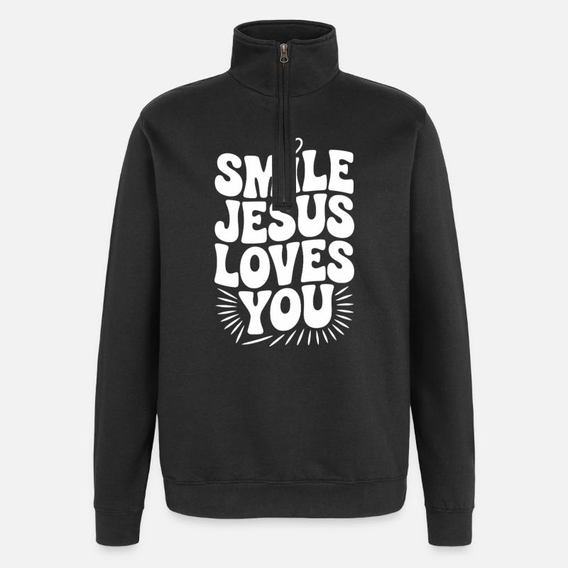 Sourire Jésus t’aime - Sweat à zip 1/4 - noir