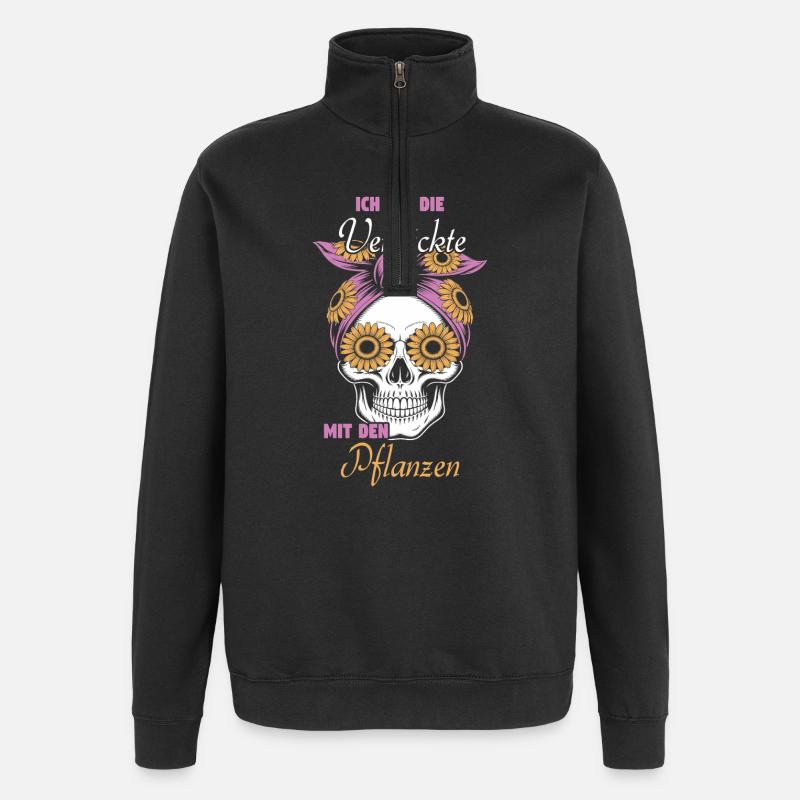 I'm crazy about the plants - Quarter-Zip Sweatshirt - black