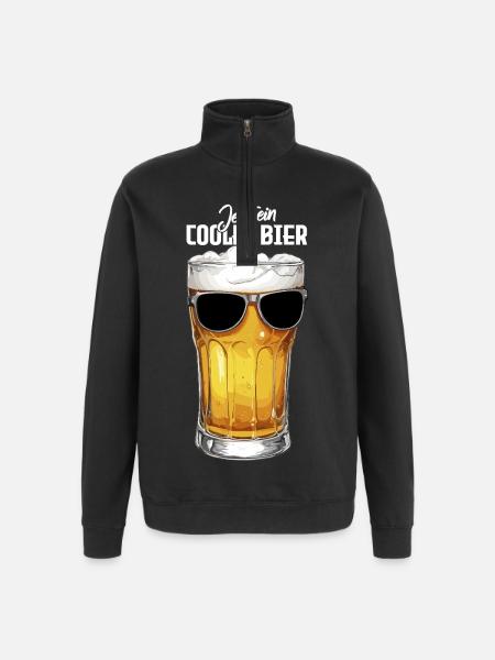 Cooles Bier mit Sonnenbrille für Bierkenner - Quarter-Zip-Sweatshirt - Schwarz