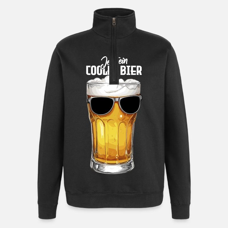 Cooles Bier mit Sonnenbrille für Bierkenner  - Quarter-Zip-Sweatshirt - Schwarz