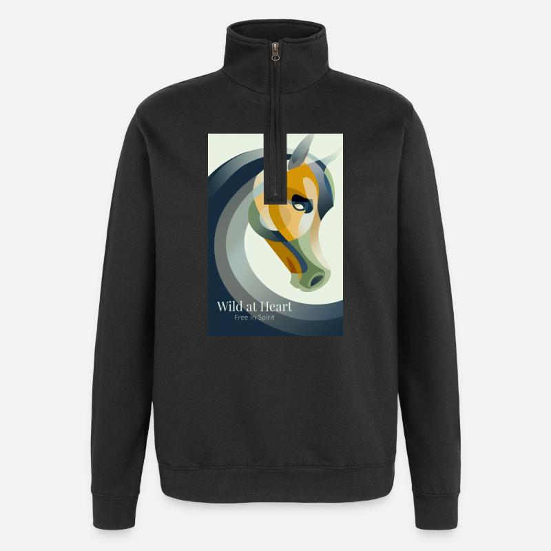 Affiche de cheval abstraite moderne - Sweat à zip 1/4 - noir