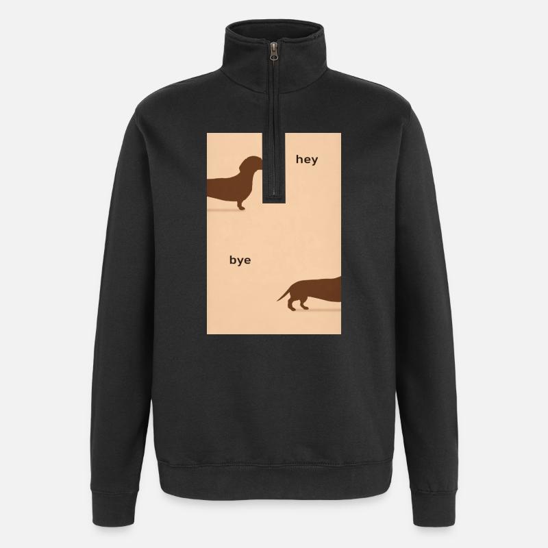 Hey Bye Dackel – Lustiges Hundeposter - Quarter-Zip-Sweatshirt - Schwarz