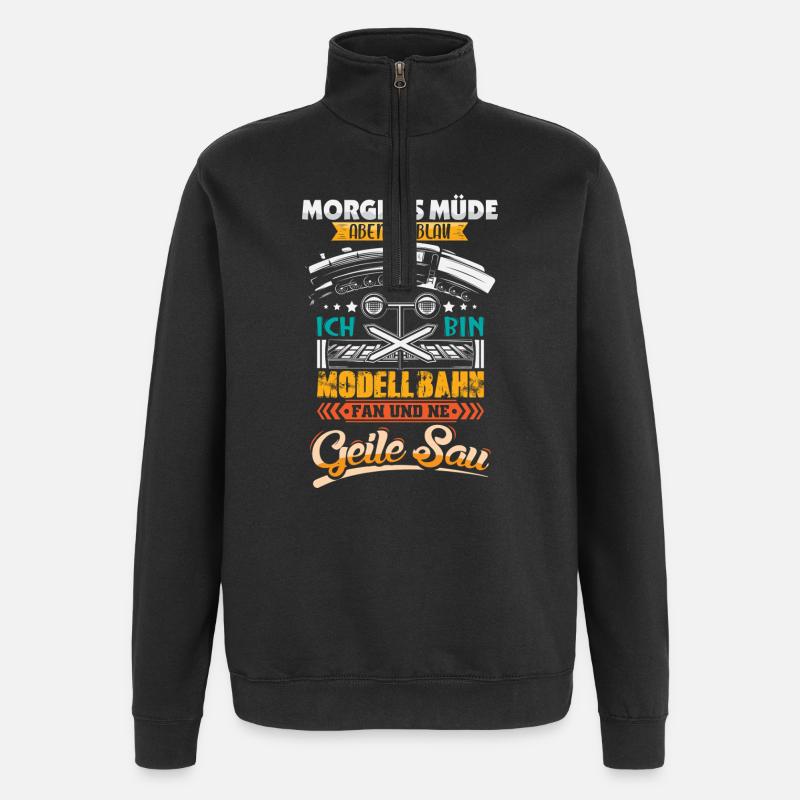 Modellbahn Modelleisenbahn Eisenbahn - Quarter-Zip-Sweatshirt - Schwarz