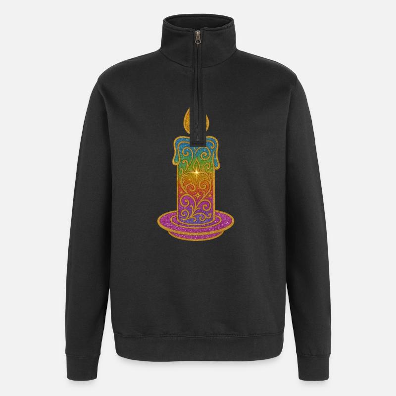 Glitter Candle Gradient Ornament - Quarter-Zip Sweatshirt - black