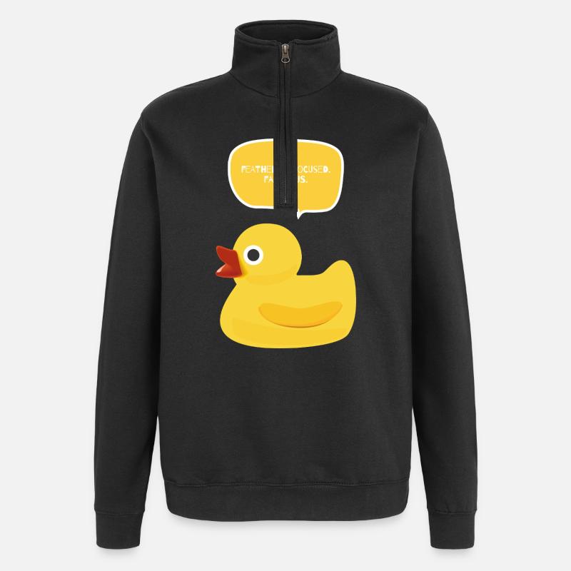 Plumes. Concentré. Fabuleux design de canard - Sweat à zip 1/4 - noir